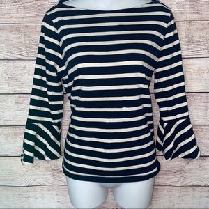 Ralph Lauren Stripes Blouse Bell Sleeves